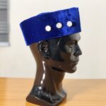 Blue Velvet Cap With Silver Button For Senator & Kaftan Native Wears